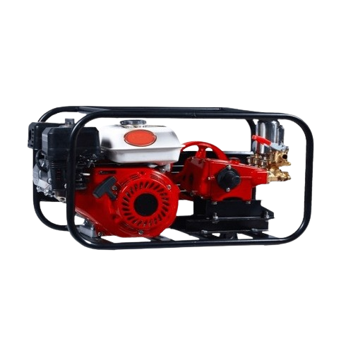 Heavy Duty Htp Sprayer Pump - 6.5 Hp 4 Stroke Engine, 5 Kg/hr Capacity, 46x13x42 Cm, Metal Construction, Gear Drive, Petrol Power Source, Long Lasting Durability, Red And Black Color