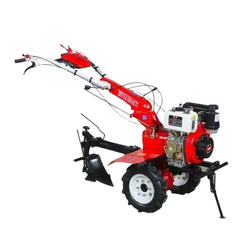 High Performance Power Weeder - Durable Red Diesel Engine, Electric Start | Side Chain Drive, Belt Transmission, Agricultural Tool