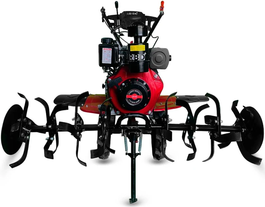 High Performance Power Weeder - Durable Red Diesel Engine, Electric Start | Side Chain Drive, Belt Transmission, Agricultural Tool